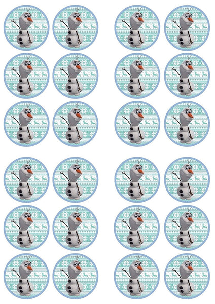 Disney Frozen Olaf Blue Snowflake Background Edible Cupcake Topper Images ABPID07353