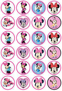 Minnie Mouse Hearts Hairbows Edible Cupcake Topper Images ABPID07362