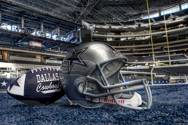 Dallas Cowboys Football Helmet NFL Stadium Edible Cake Topper Image ABPID07441