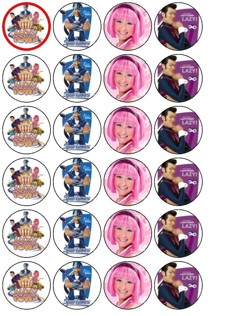 Lazy Town Stephanie Sportacus Robbie Rotten Edible Cupcake Topper Images ABPID07445