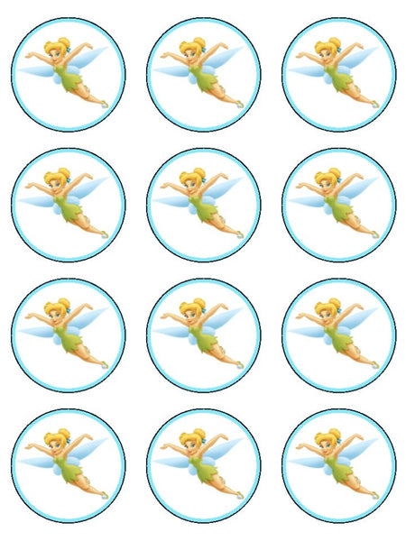 Tinkerbell Flying White Background Edible Cupcake Topper Images ABPID07467