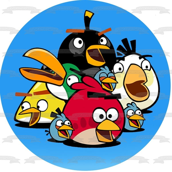 Angry Birds Logo Terrance the Blues Chuck Bomb Matilda and Hal Edible Cake Topper Image ABPID07504