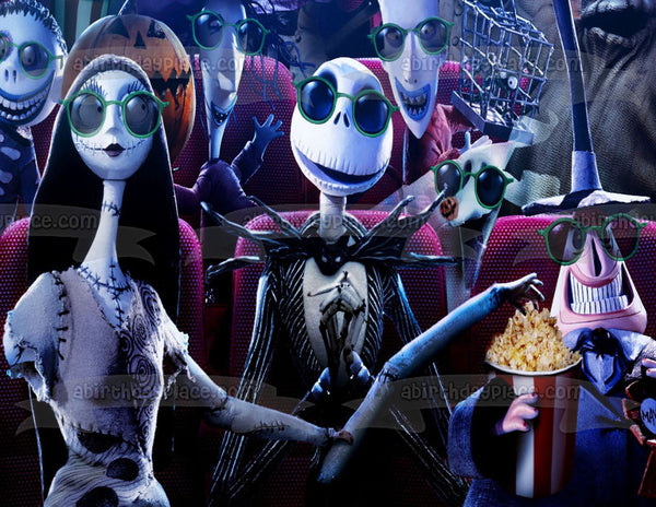 Nightmare Before Christmas Jack Skellington and Sally Edible Cake Topper Image ABPID07562