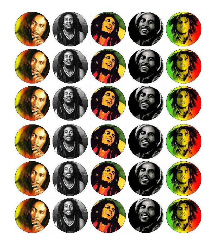 Bob Marley Red Yellow Green Music Edible Cupcake Topper Images ABPID07606