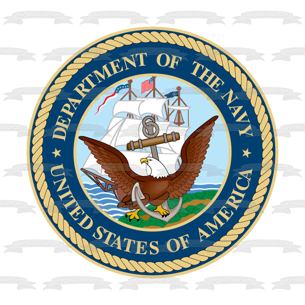 United States of America Department of the Navy Seal Logo Eagle and an Anchor Edible Cake Topper Image ABPID07661