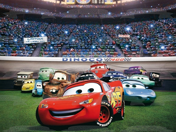 Cars Lightening McQueen Mater Doc Hudson Sally Ramone Fillmore Lizzie and Flo Edible Cake Topper Image ABPID07699