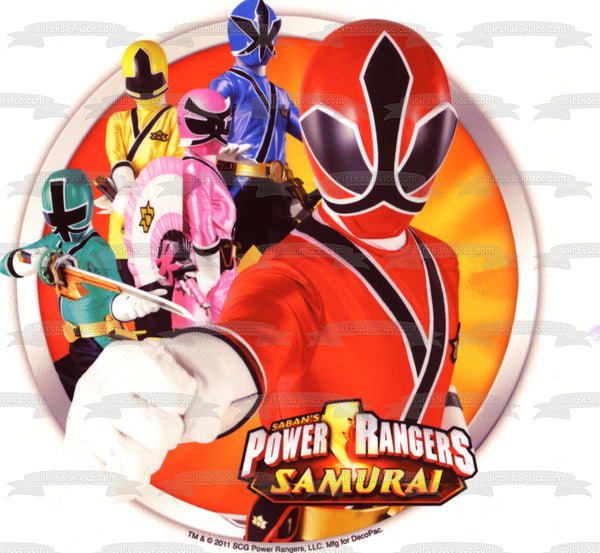 Power Rangers Samurai Pink Ranger Kimberly Red Ranger Jason and Yellow Ranger Trini Edible Cake Topper Image ABPID07737