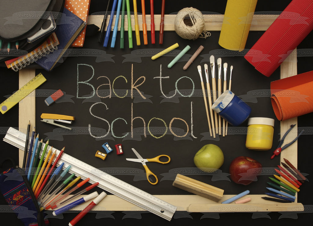 Back to School Markers Crayons Pencils Paint and a Chalkboard Edible C – A  Birthday Place