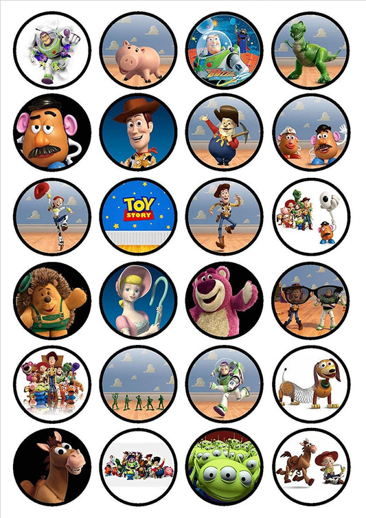 Toy Story Woody Buzz Lightyear Mr. Potato Head Mrs. Potato Head Bo Peep Rex Edible Cupcake Topper Images ABPID07934