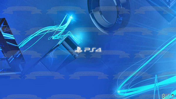 PS4 Logo with a Blue Background Edible Cake Topper Image ABPID07975