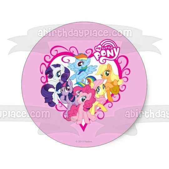 My Little Pony Equestria Girls Rainbow Dash Fluttershy Pinkie Pie Twilight Sparkle Rarity and Applejack Edible Cake Topper Image ABPID08054