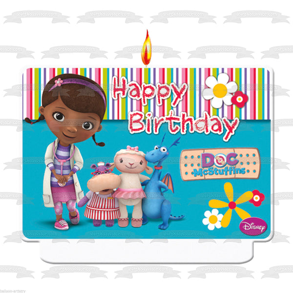Doc McStuffins Happy Birthday Lambie Stuffy and Hallie Edible Cake Topper Image ABPID08063