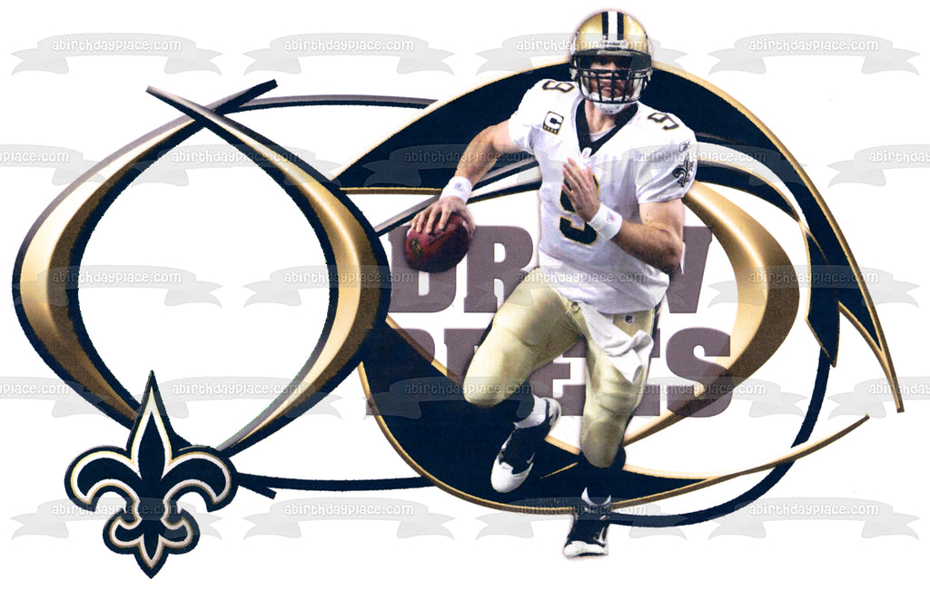 New Orleans Saints Logo NFL Drew Brees Edible Cake Topper Image Frame