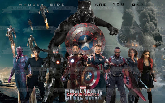 Figura decorativa comestible para tarta de los Vengadores, Guerra Civil, Capitán América, Viuda Negra, Iron Man, Batman y Ant-Man, ABPID08140 