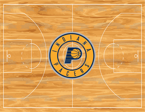 NBA Indiana Pacers Logo  on a Basketball Court Edible Cake Topper Image ABPID08214
