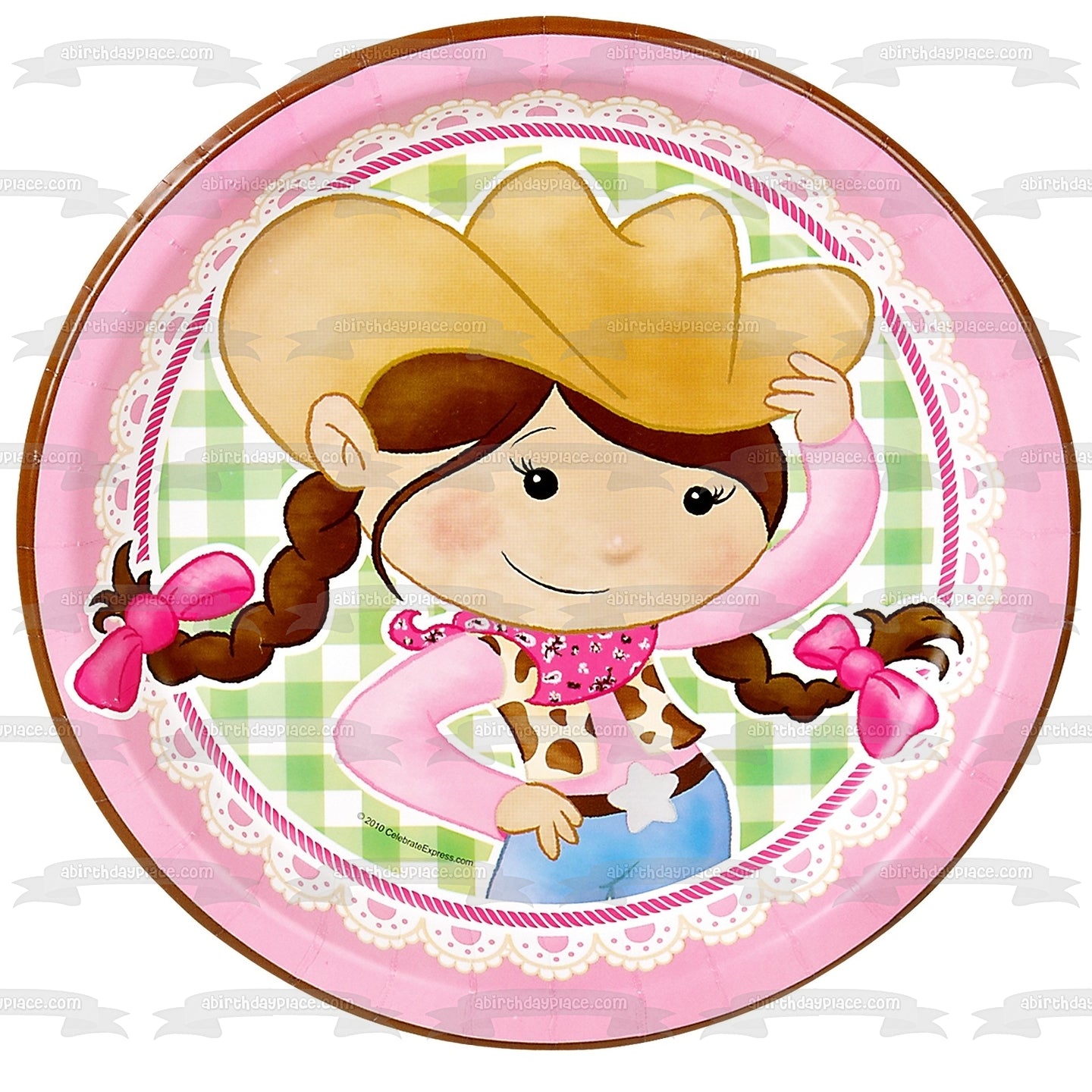 Pink Cowgirl Hat Star and a Bandana Edible Cake Topper Image ABPID08246