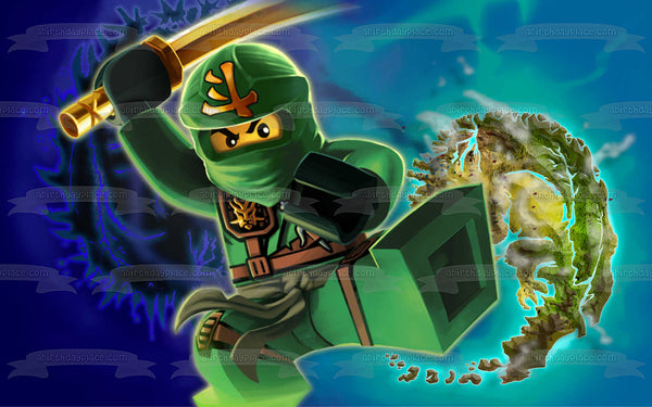 LEGO Ninjago Green Ninjago Lloyd Garmadon Edible Cake Topper Image ABPID08250