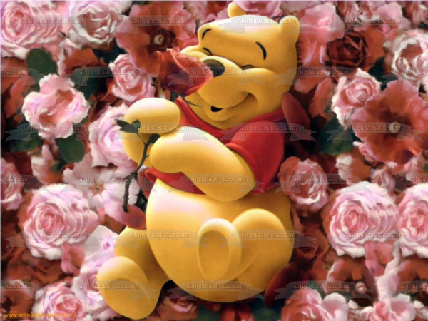 Disney Winnie the Pooh Bed of Roses Edible Cake Topper Image ABPID08298