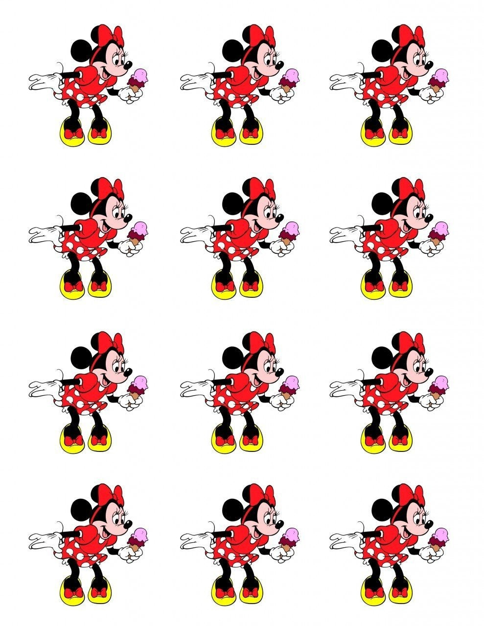 Disney Minnie Mouse Ice Cream Cone Edible Cupcake Topper Images ABPID08313