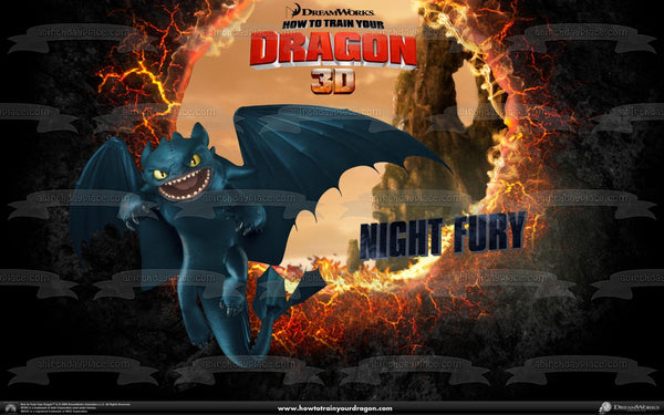 How to Train Your Dragon 3D Night Fury Light Fury Edible Cake Topper Image ABPID08406