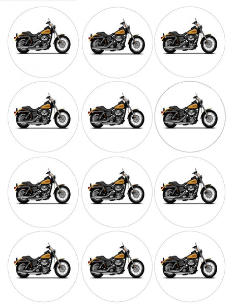 Motorcycle Green and Yellow Edible Cupcake Topper Images ABPID08421
