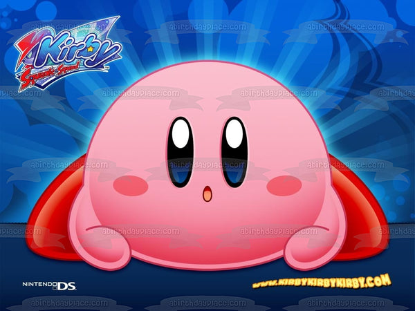Kirby Squeak Squad Blue Background Nintendo Ds Edible Cake Topper Image ABPID08425