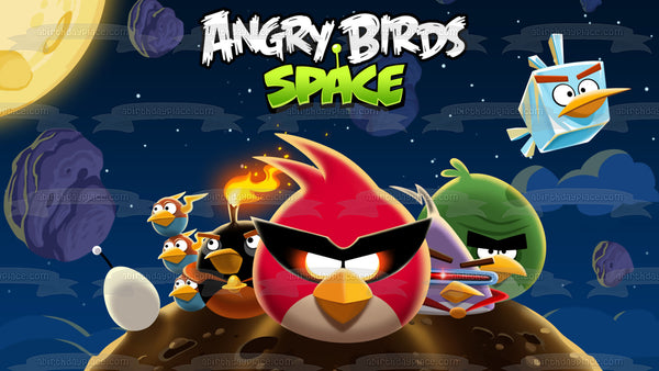 Angry Birds Space Red Bird Ca-Chaw Terrance Bash Blue Bird Bip-Bap-Bop Edible Cake Topper Image ABPID08448