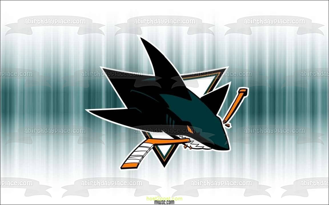 San Jose Sharks Logo NHL Sports Blue Background Edible Cake Topper Image ABPID08489