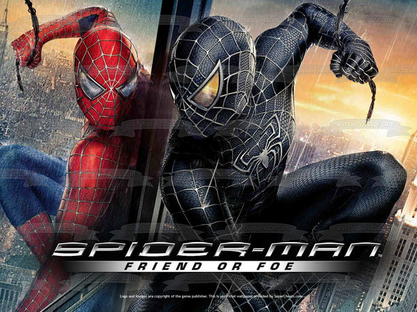 Marvel Spider-Man Black Spider-Man Friend or Foe Edible Cake Topper Image ABPID08498
