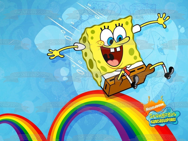 SpongeBob SquarePants Kanciastoporty Rainbow Edible Cake Topper Image ABPID08522