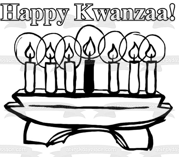 Happy Kwanzaa Kinara Mishumaa Saba Candles Edible Cake Topper Image ABPID08850