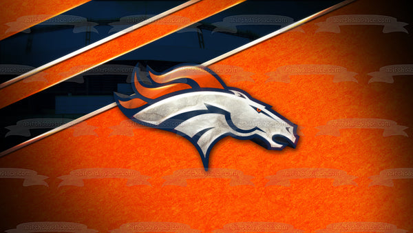 Denver Broncos Classic Logo NFL Orange Background Edible Cake Topper Image ABPID08935