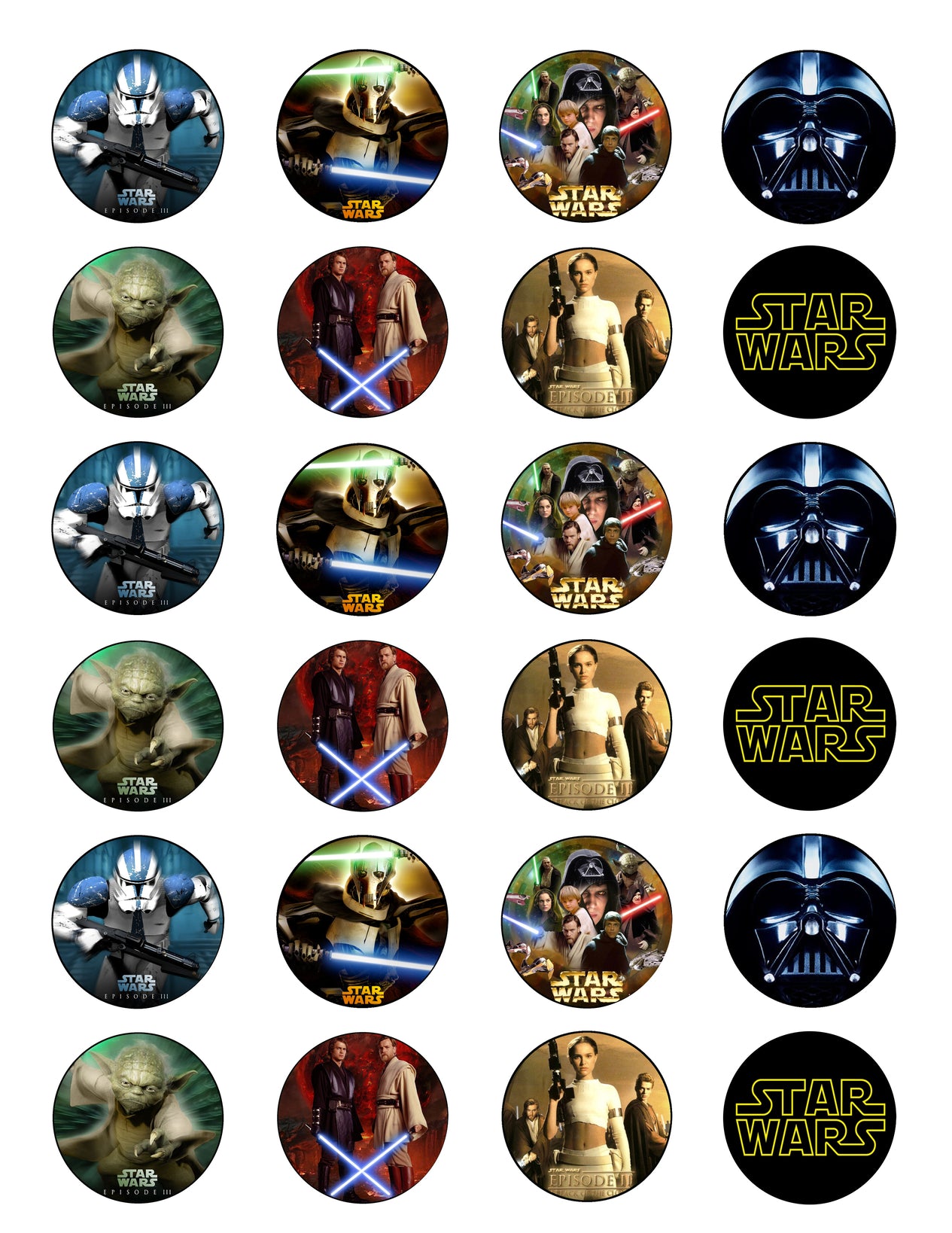 Star Wars Darth Vader Anakin Skywalker Yoda Edible Cupcake Topper Images ABPID09027