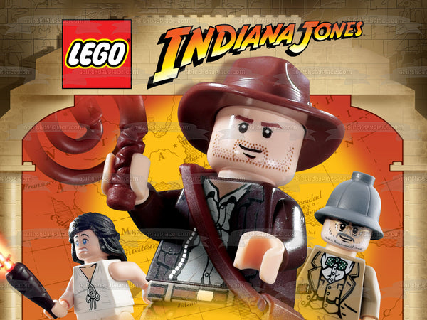 LEGO Indiana Jones Henry Jones Marion Ravenwood Edible Cake Topper Image ABPID09066