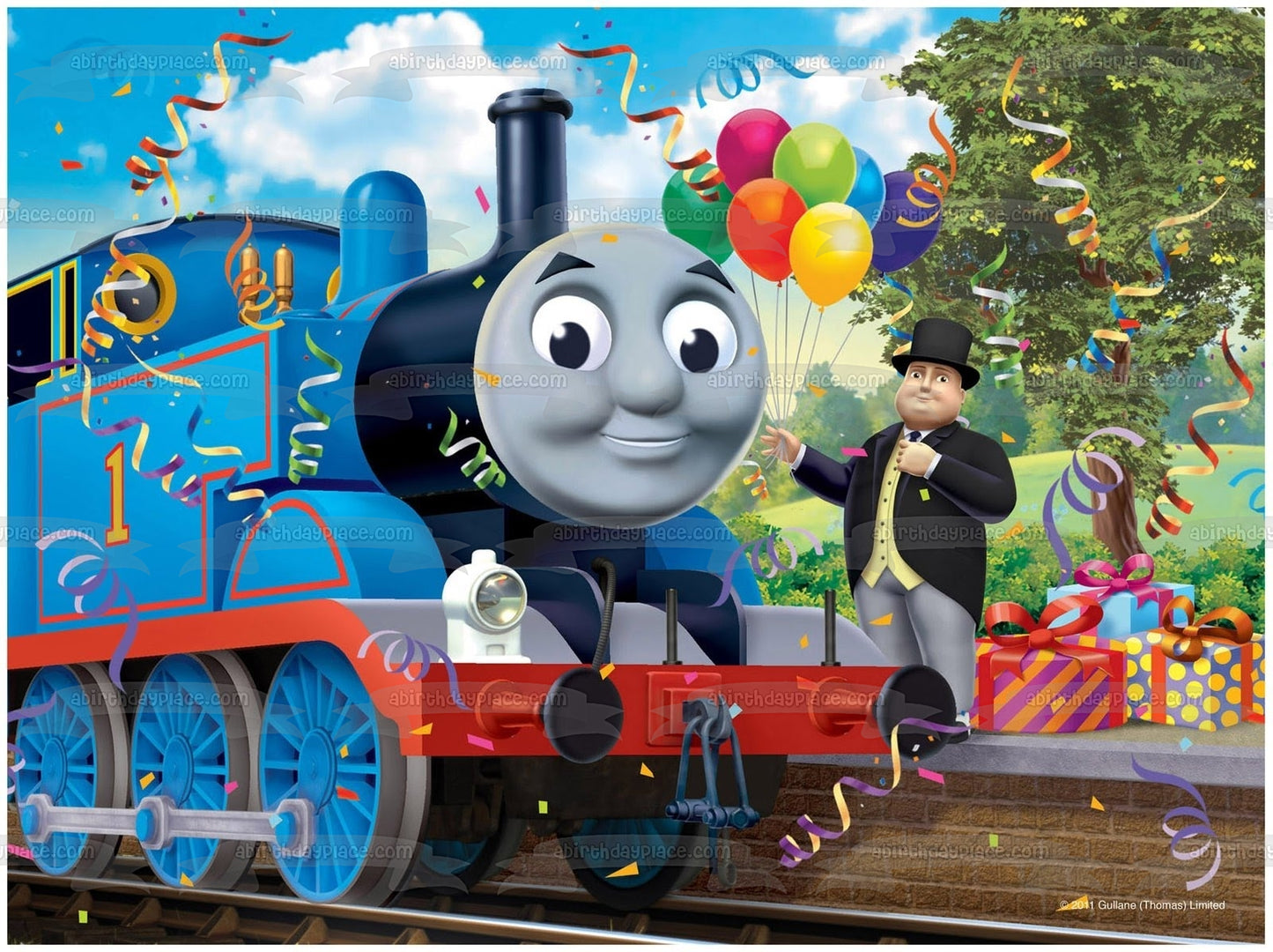 Thomas & Friends Thomas the Tank Engine Sir Topham Hatt Birthday Balloons Gifts Edible Cake Topper Image ABPID09090