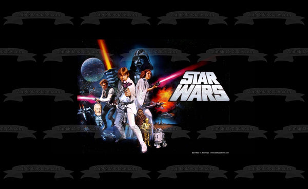 Star Wars Darth Vader Luke Skywalker Han Solo R2-D2 Edible Cake Topper Image ABPID09103