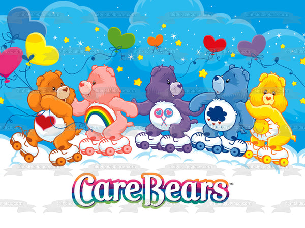 Carebears Cheer Bear Share Bear Funshine Bear Grumpy Bear Tenderheart Bear Rollerskating Edible Cake Topper Image ABPID09131