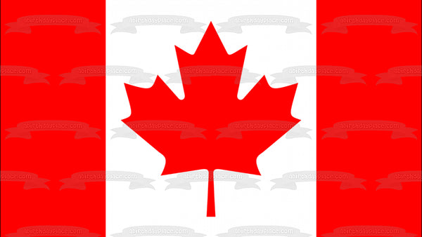 Canadian Flag White Red Maple Leaf Edible Cake Topper Image ABPID09140