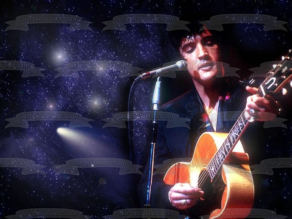 Elvis Music Starry Night Sky Background Edible Cake Topper Image ABPID09160