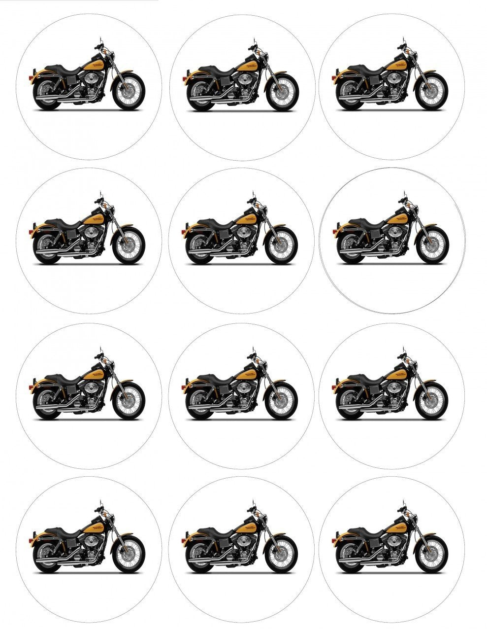 Harley-Davidson Yellow and Black Motor Cycle Edible Cupcake Topper Images ABPID09168