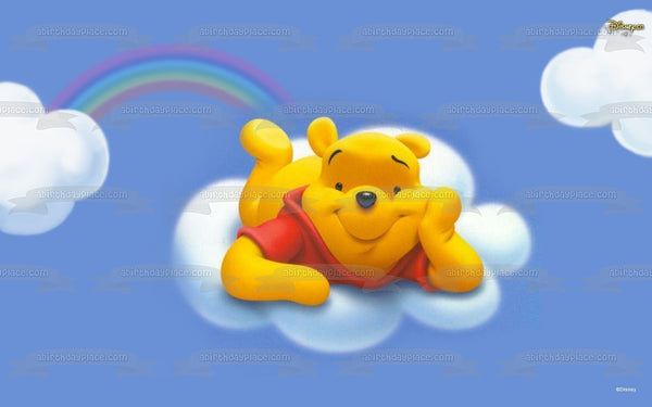 Disney Winnie the Pooh Pooh Bear Cloud Rainbow Edible Cake Topper Image ABPID09197