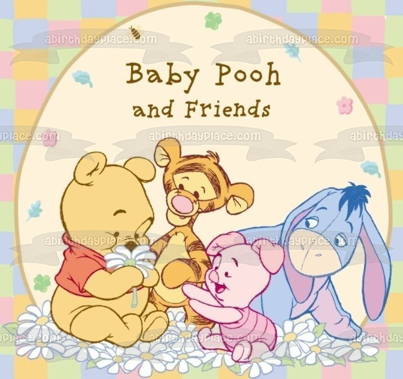 Disney Winnie the Pooh Baby Pooh and Friends Pooh Bear Tigger Piglet Eeyore Edible Cake Topper Image ABPID09205