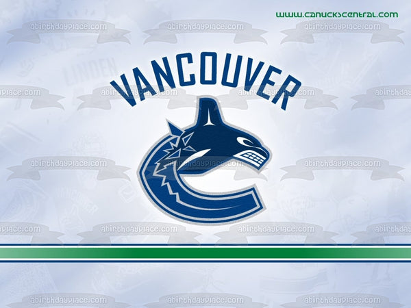 Vancouver Canucks Logo Sports Professional Ice Hockey Team Vancouver British Columbia Pacific Division Western Conference National Hockey League NHL Edible Cake Topper Image ABPID09275