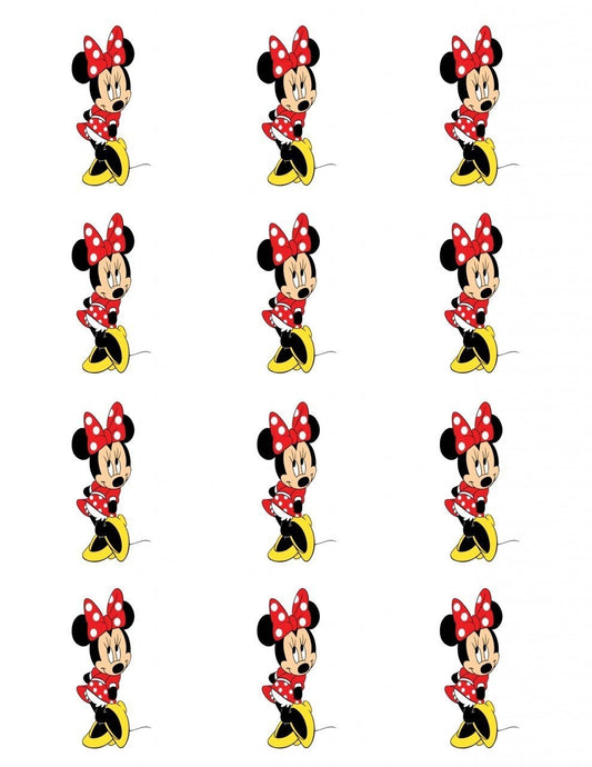 Disney Minnie Mouse Red White Polka Dots Yellow Shoes Edible Cupcake Topper Images ABPID09286
