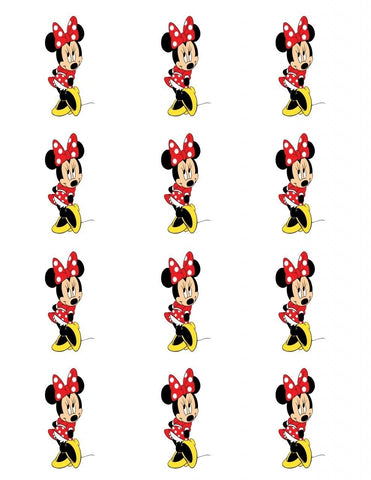 Disney Minnie Mouse Red White Polka Dots Yellow Shoes Edible Cupcake Topper Images ABPID09286