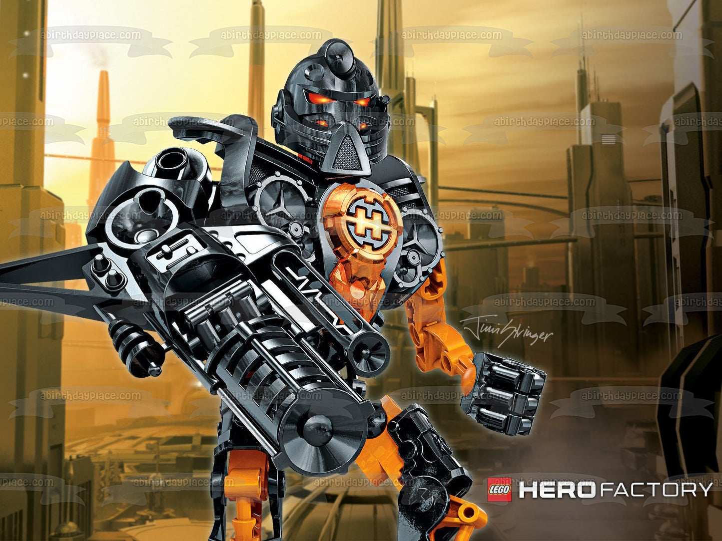 LEGO Hero Factory Jimi Stringer the Supersonic Alpha 1 Team Edible Cake Topper Image ABPID09294