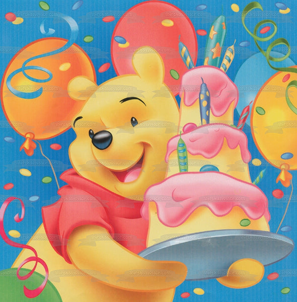 Disney Winnie the Pooh Pooh Bear Cake Balloons Edible Cake Topper Image ABPID09299