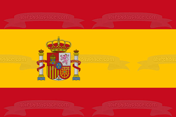 Flag of Spain Red Yellow Edible Cake Topper Image ABPID09412