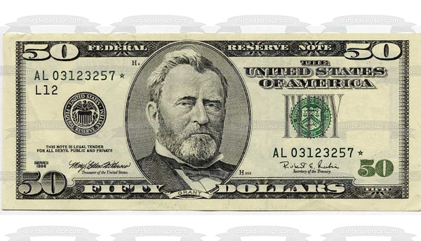 50 Dollar Bill the United States of America $50 Edible Cake Topper Image ABPID09416