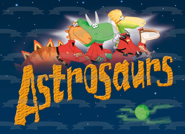 Astrosaurs Children's Science Fiction Novels Steve Cole Arx Longhorn Orano Captain Teggs Horatio Stegosaur Iggadoo Tooth Edible Cake Topper Image ABPID09424